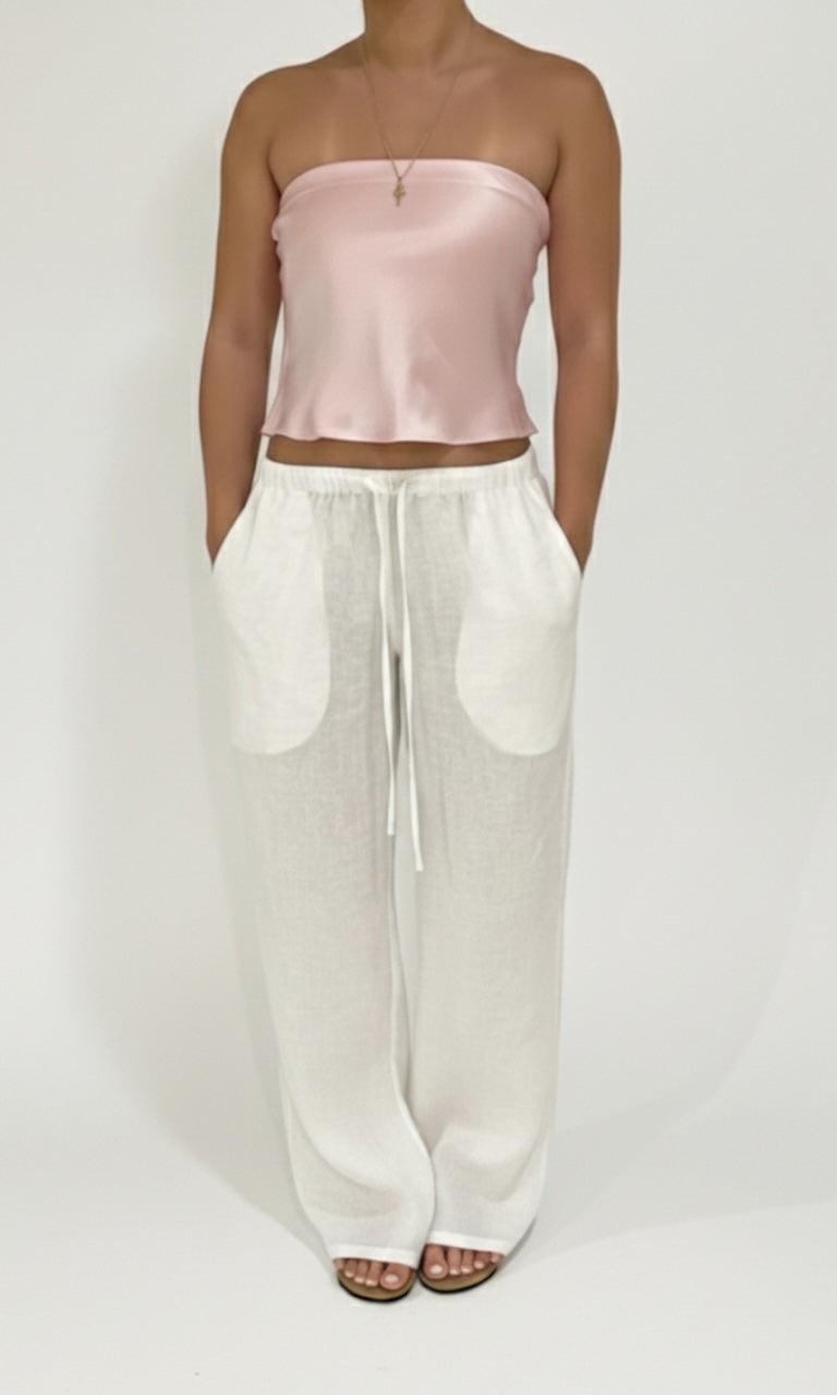 Lucy White Linen Pants